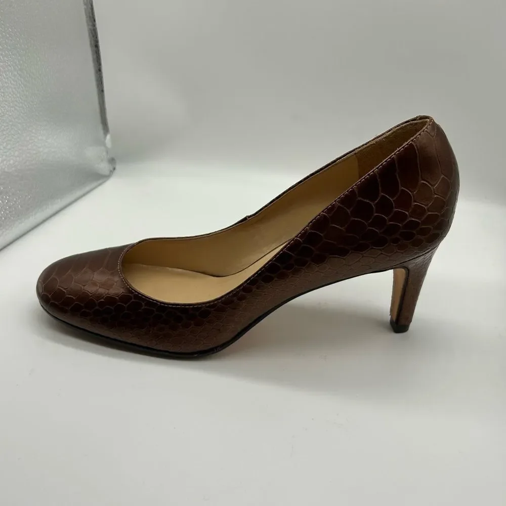 Talbots Leather Snakeskin Pumps in Bronze Size 7B